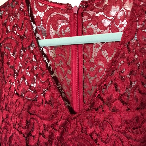Dark Red Lace Dress - Picture 3 of 7